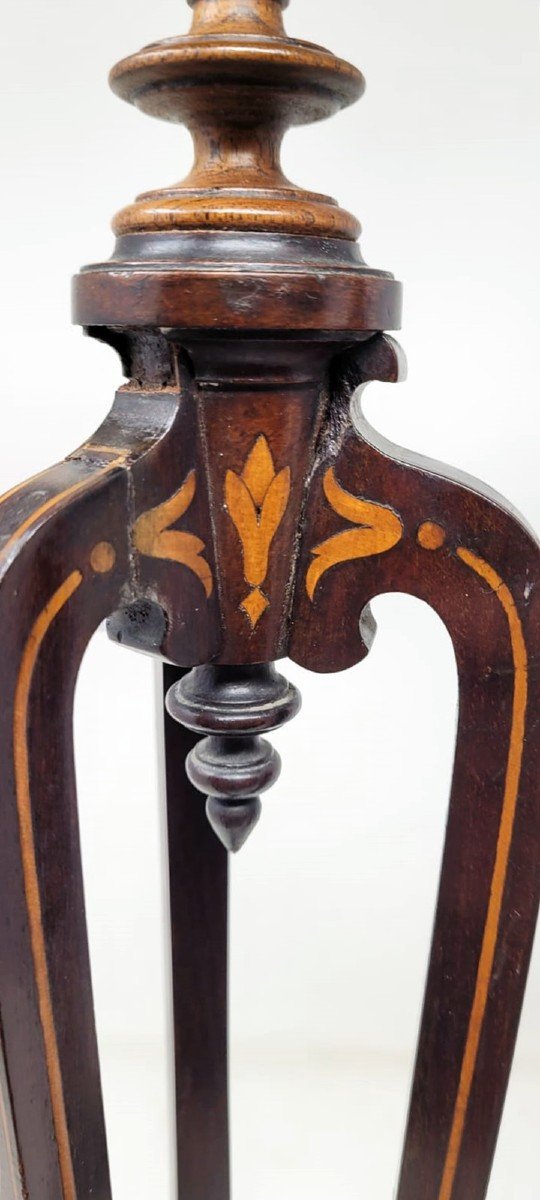 Pair Of Inlaid Mahogany Candlesticks-photo-3