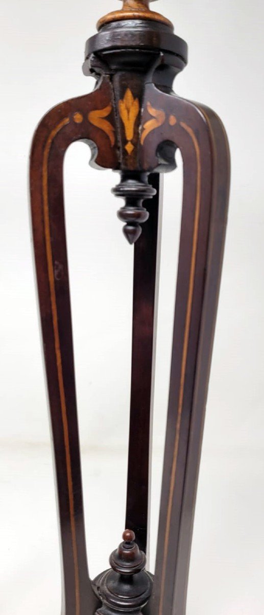 Pair Of Inlaid Mahogany Candlesticks-photo-4