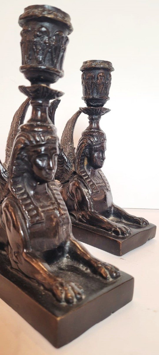 Pair Of Sphinx Candlesticks - 19th Century-photo-2