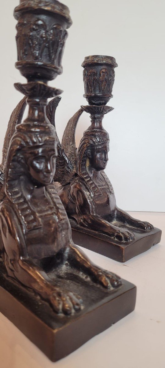 Pair Of Sphinx Candlesticks - 19th Century-photo-3