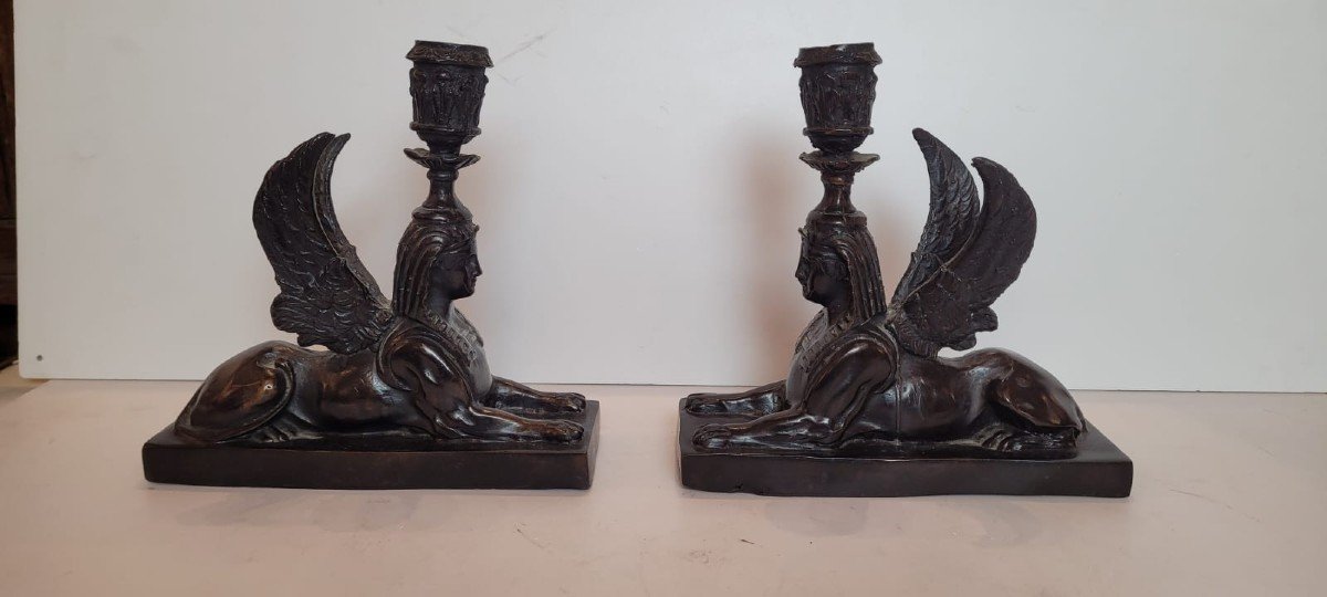 Pair Of Sphinx Candlesticks - 19th Century-photo-4