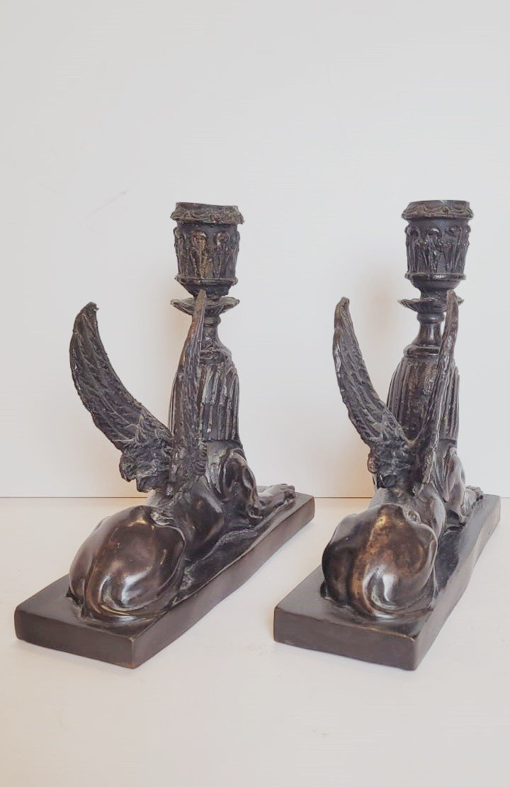 Pair Of Sphinx Candlesticks - 19th Century-photo-4