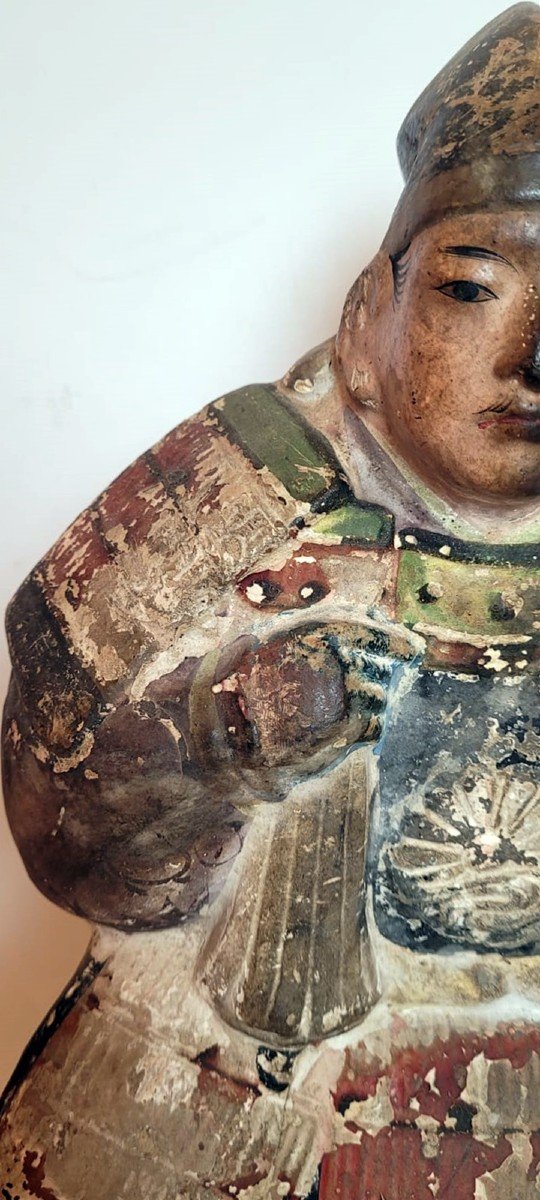 Japanese Dignitary In Polychrome Terracotta-photo-3