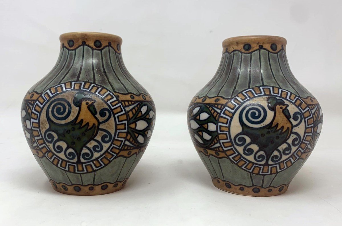 Pair Of Keramis Stoneware Vases -photo-3