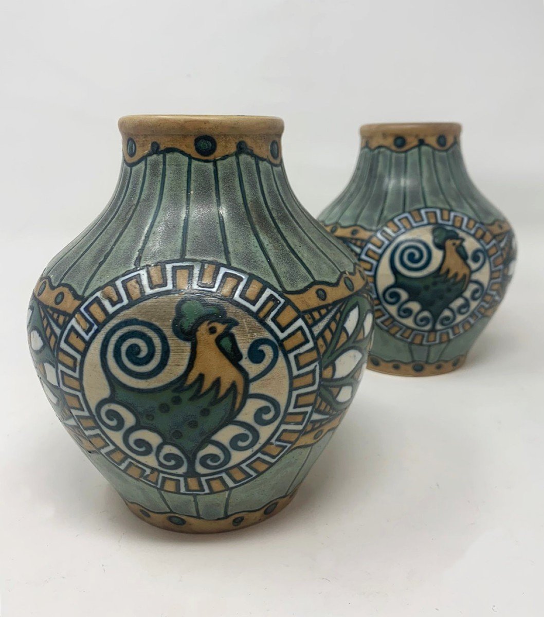 Pair Of Keramis Stoneware Vases -photo-2