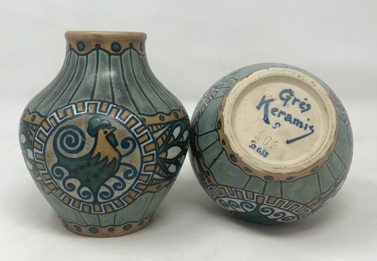 Pair Of Keramis Stoneware Vases 