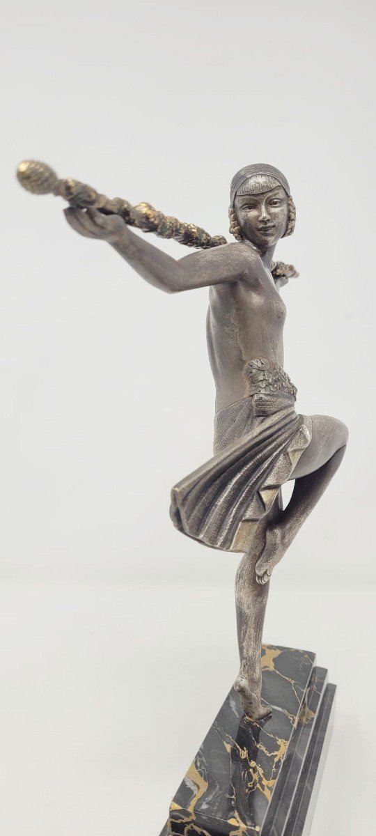 Bronze "dancer At The Thyrsus" Art Deco, Signed Pierre Le Faguays. -photo-3