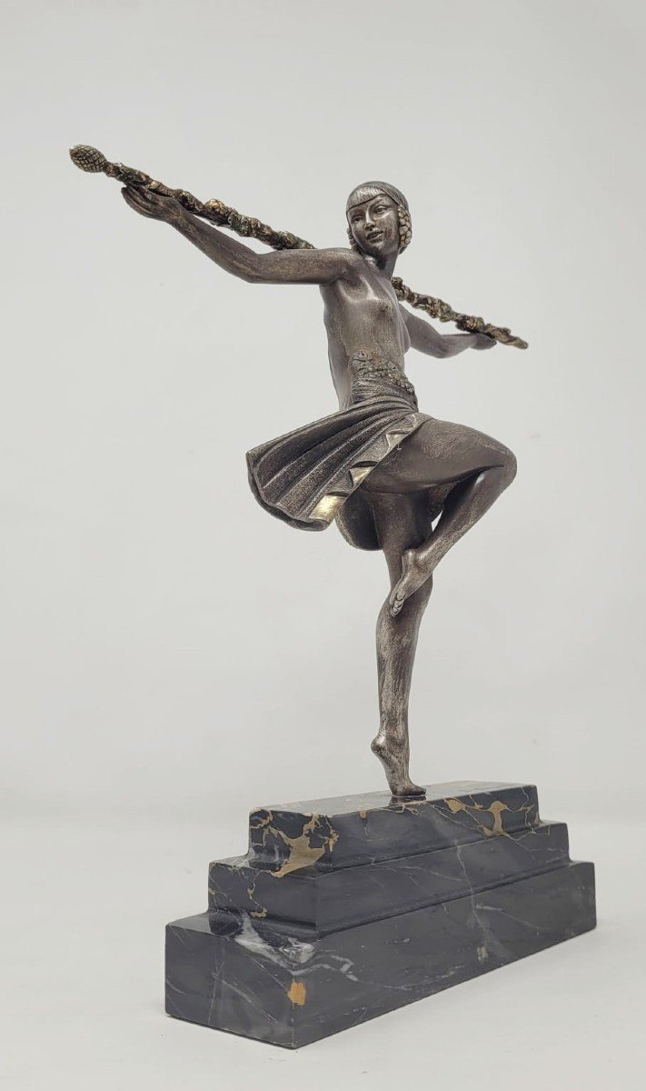 Bronze "dancer At The Thyrsus" Art Deco, Signed Pierre Le Faguays. -photo-5