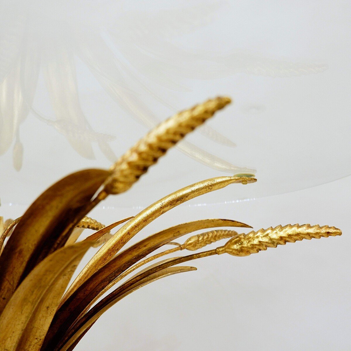 Vintage Gold Metal Wheat Sheaf Coffee Table In The Style Of Coco Chanel, 1960s-photo-2