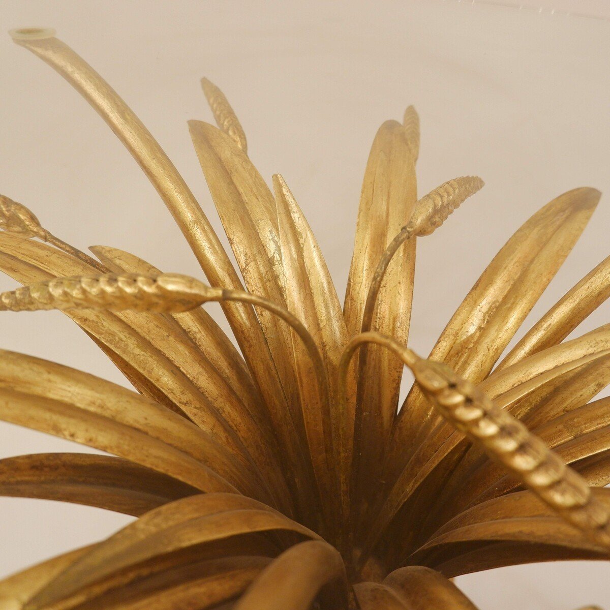 Vintage Gold Metal Wheat Sheaf Coffee Table In The Style Of Coco Chanel, 1960s-photo-4