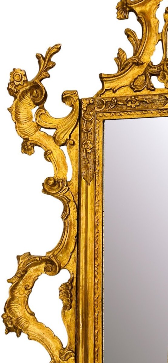 Gilded And Carved Wooden Mirror - Louis XV-photo-3