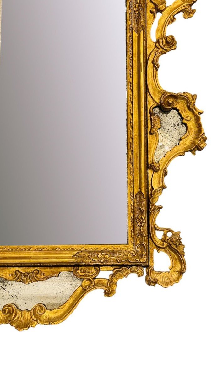 Gilded And Carved Wooden Mirror - Louis XV-photo-1