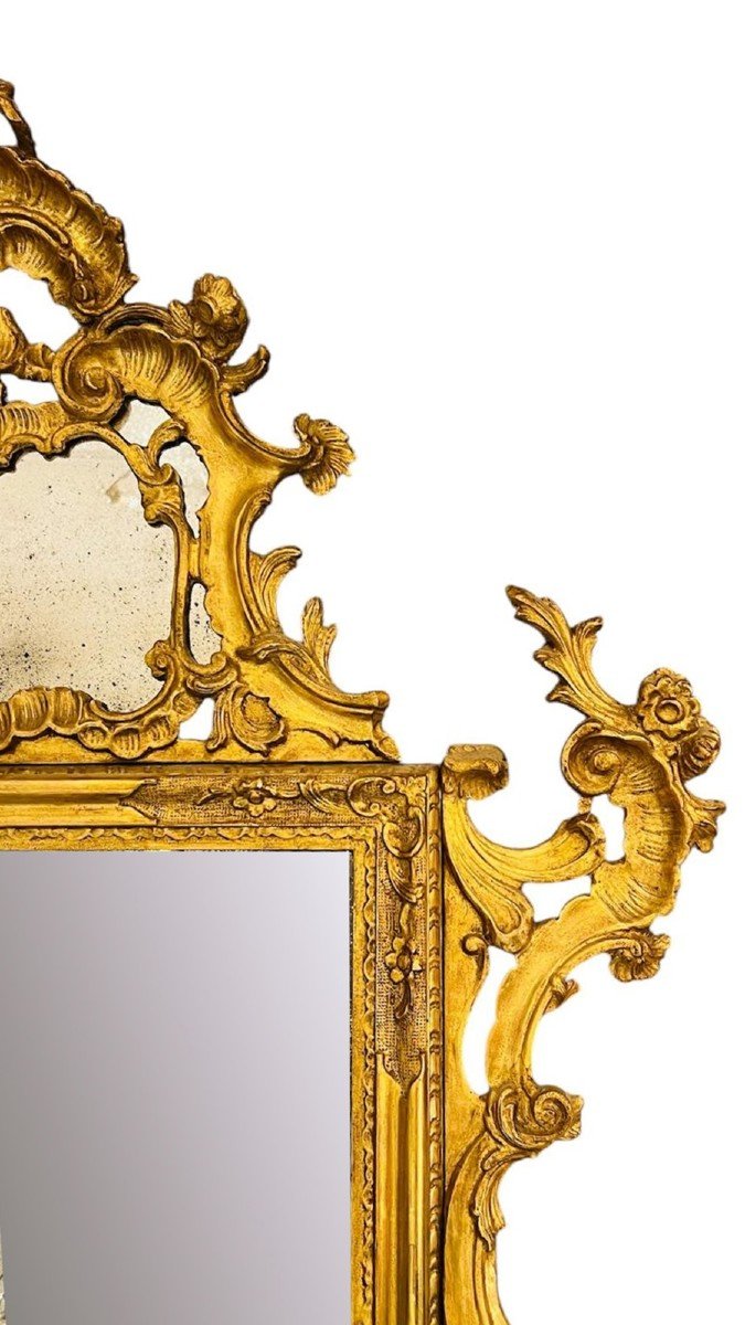 Gilded And Carved Wooden Mirror - Louis XV-photo-2