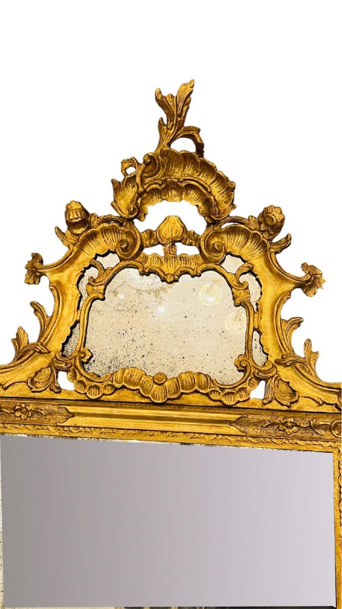 Gilded And Carved Wooden Mirror - Louis XV-photo-3