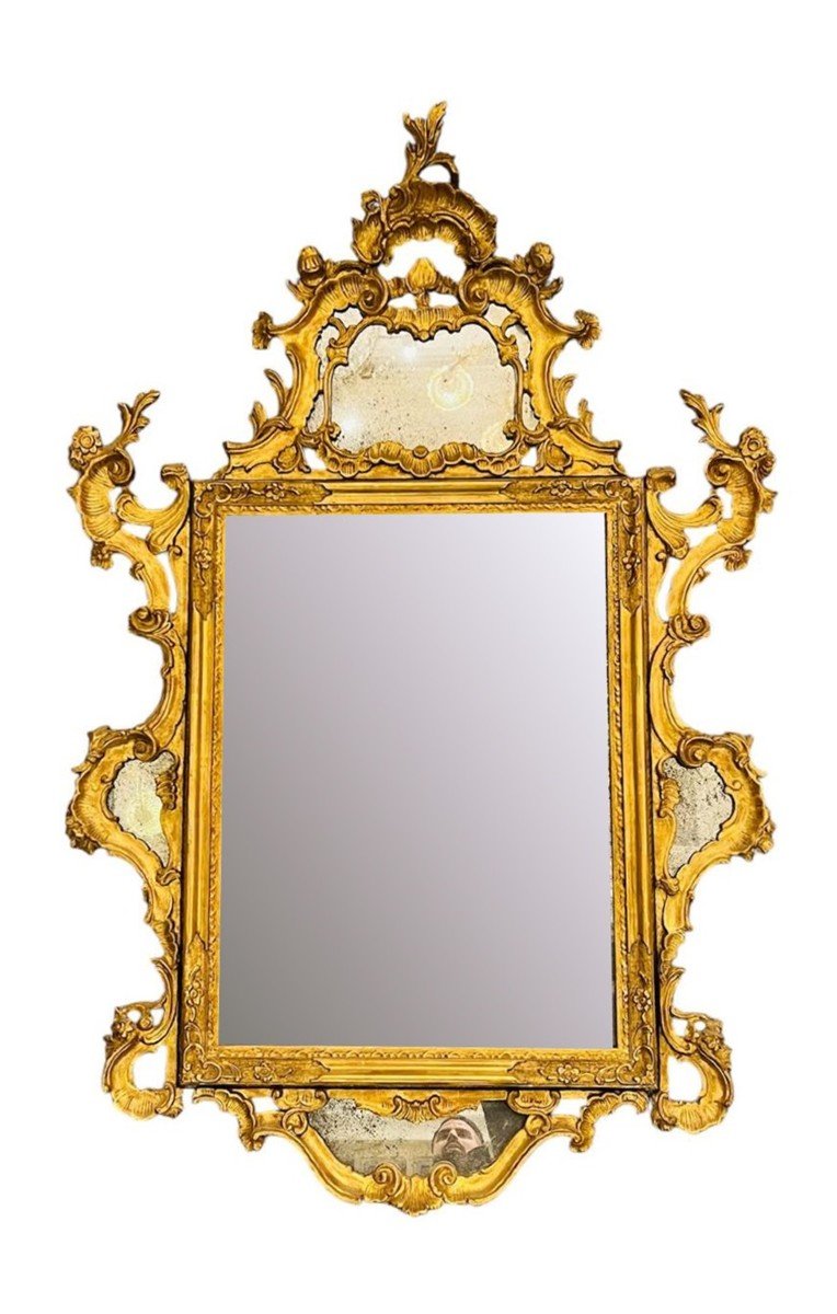 Miroir En Bois Doré Et Sculpté - Louis XV