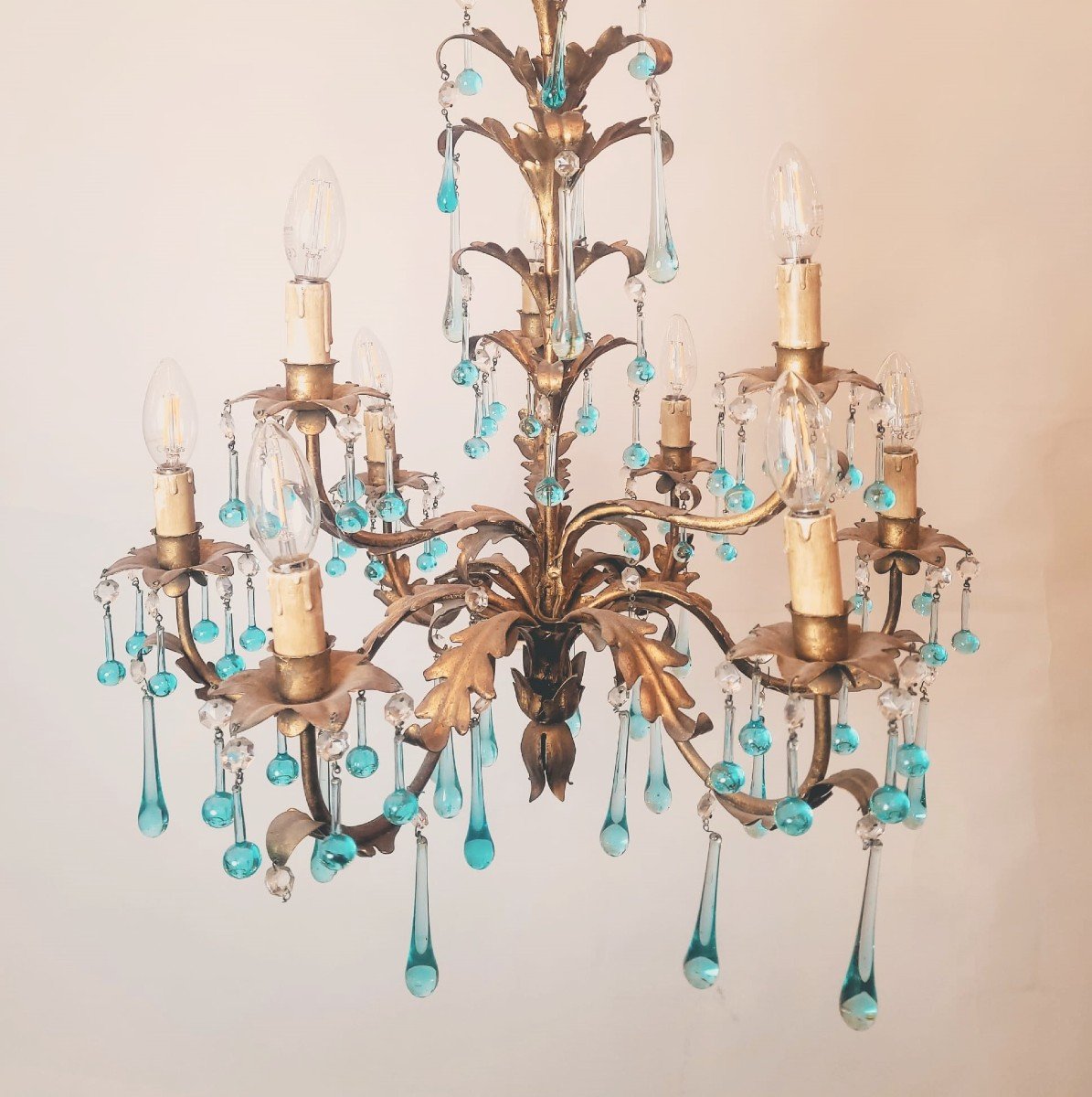 9-light Gold Metal Chandelier-photo-3