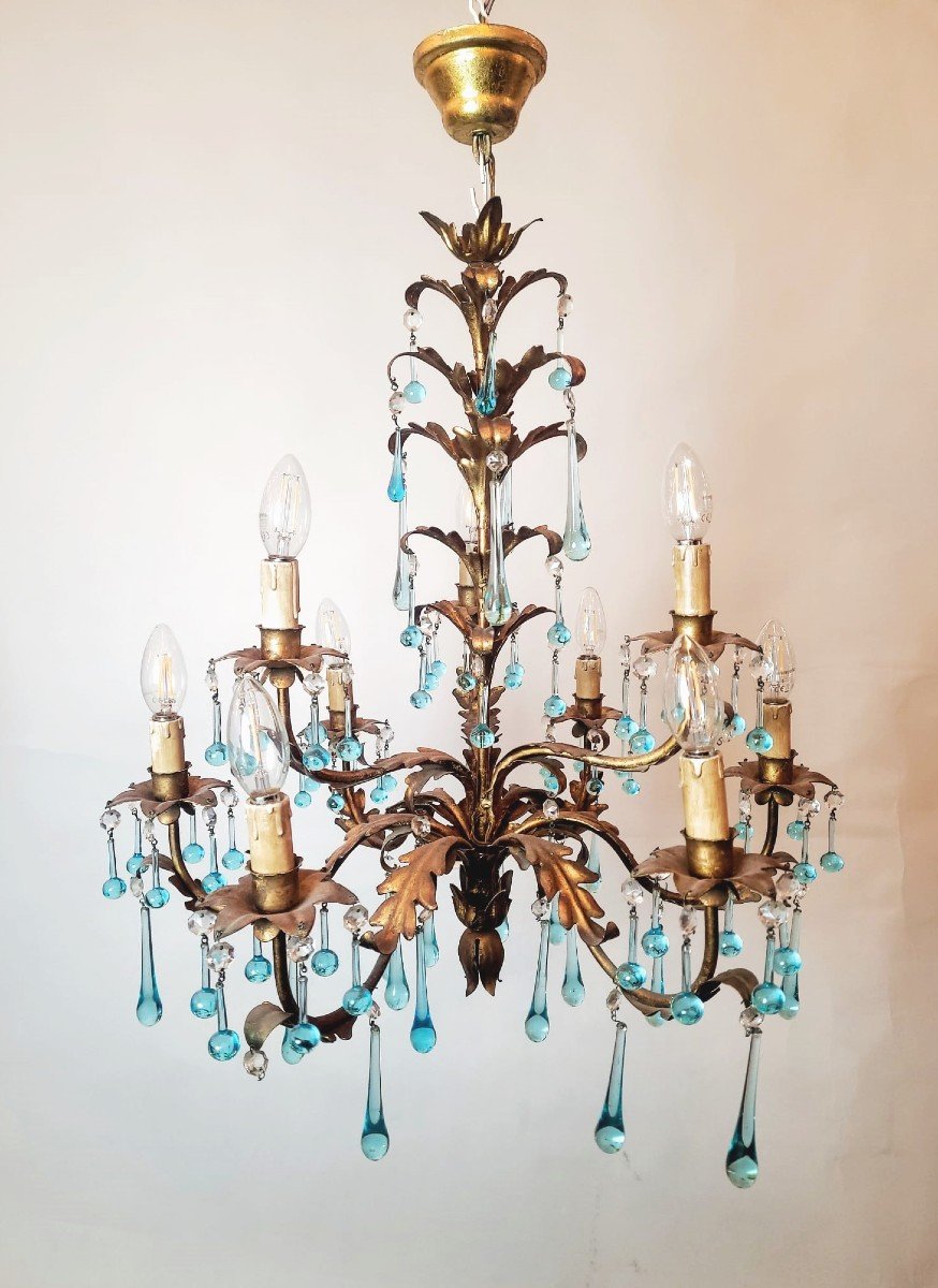 9-light Gold Metal Chandelier-photo-4