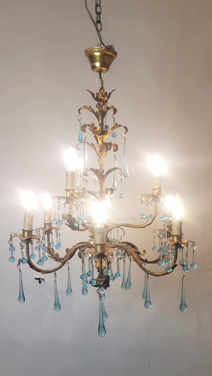 9-light Gold Metal Chandelier-photo-5