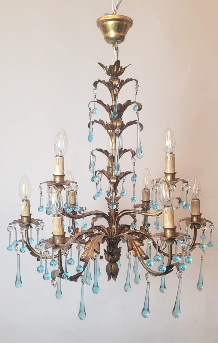 9-light Gold Metal Chandelier