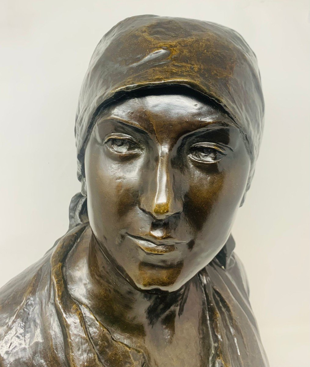 Bronze Bust - Hiercheuse - Signed And Dated 1908-photo-4