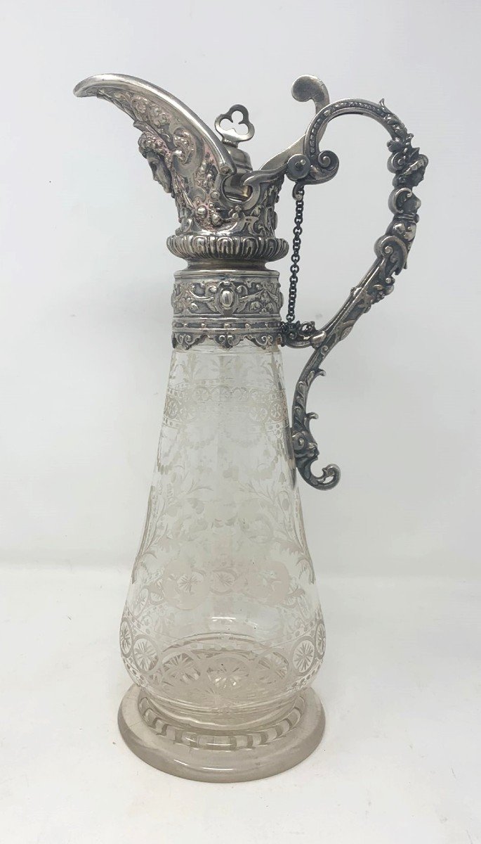 Carafe En Cristal Et Bronze Argenté-photo-7