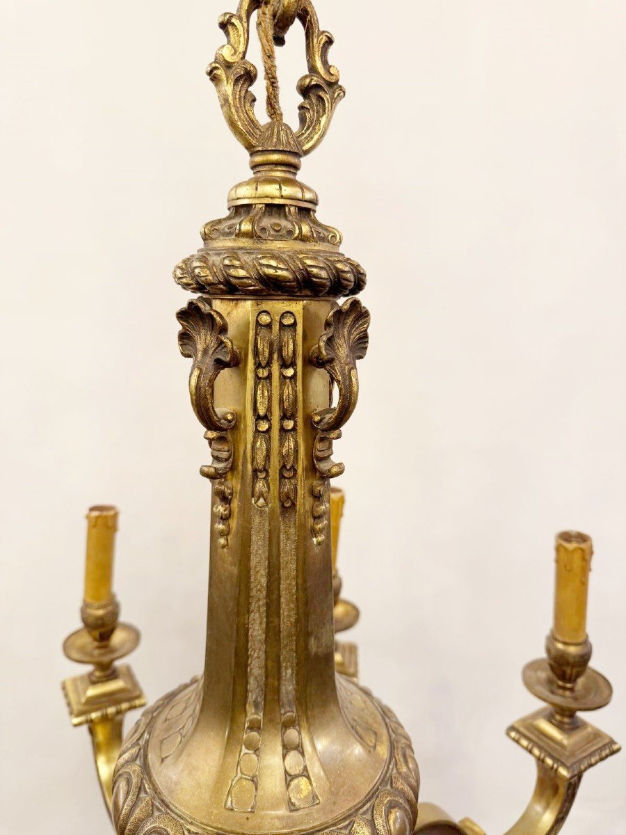 Lustre Mazarin En Bronze Doré-photo-3