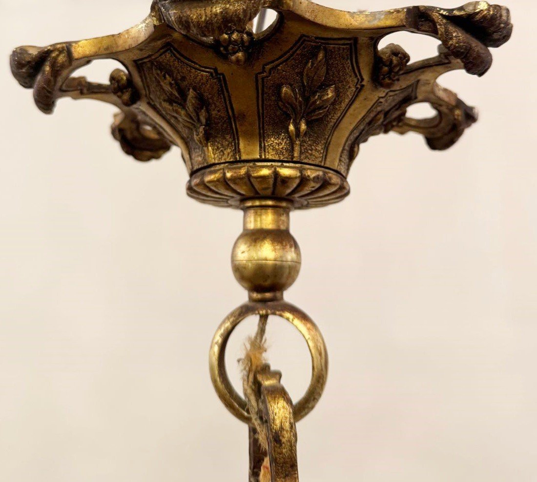 Lustre Mazarin En Bronze Doré-photo-2