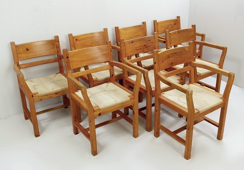 Set Of 8 Pine Chairs - Denmark 1980'-photo-5