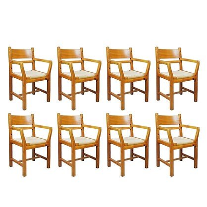 Set Of 8 Pine Chairs - Denmark 1980'