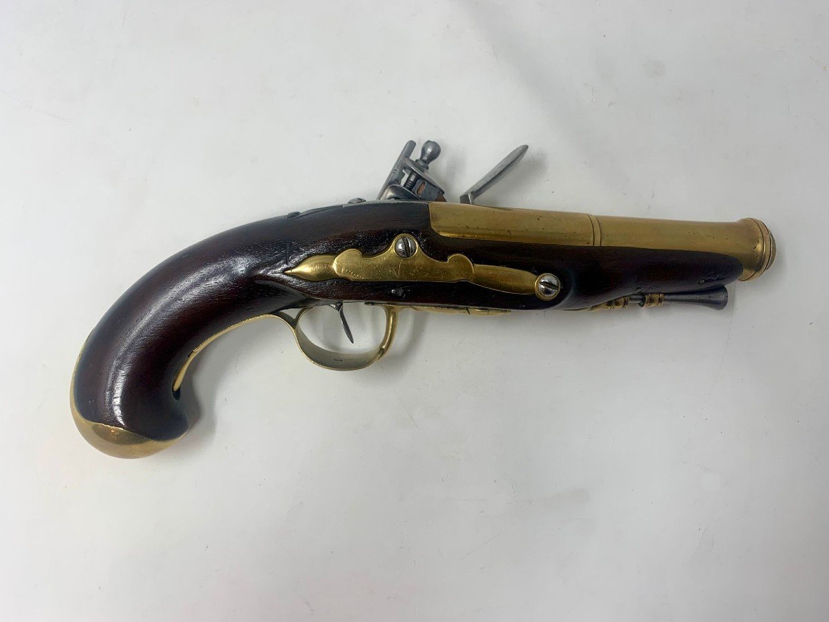 Rare Pistolet d'Officier De Marine Avec Platine à Gauche-photo-4