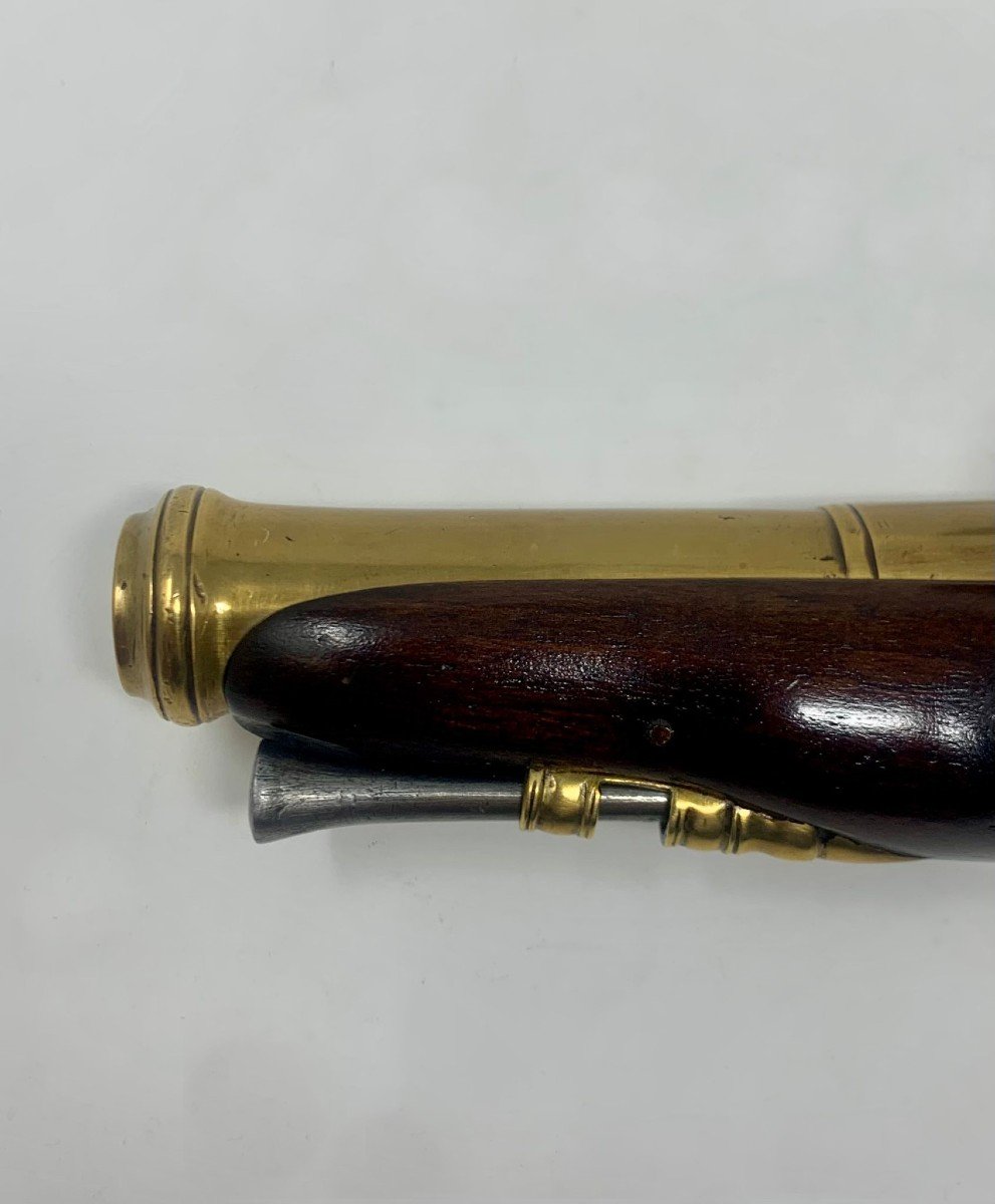 Rare Pistolet d'Officier De Marine Avec Platine à Gauche-photo-3