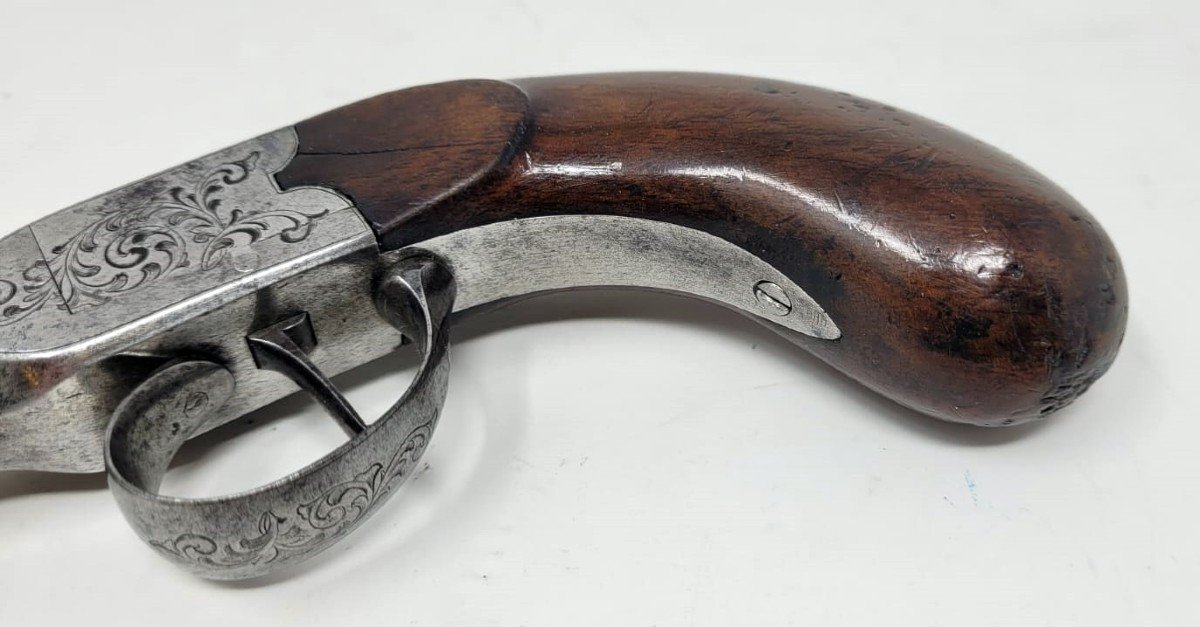 Rare Pistolet à Percussion à Aiguille - Liège Circa 1850-photo-2