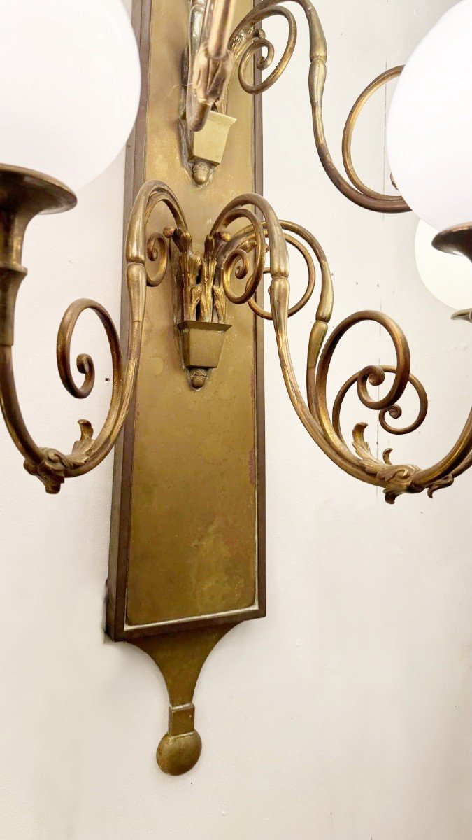 Large Pair Of Bronze Wall Lights, Circa 1920, "hotel Métropole, Brussels"-photo-3