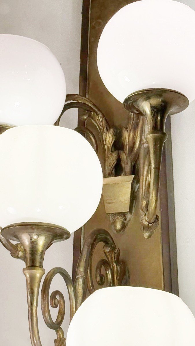 Large Pair Of Bronze Wall Lights, Circa 1920, "hotel Métropole, Brussels"-photo-2