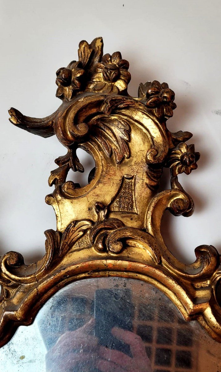 Paire d'Appliques Miroir En Bois Sculpté-photo-3