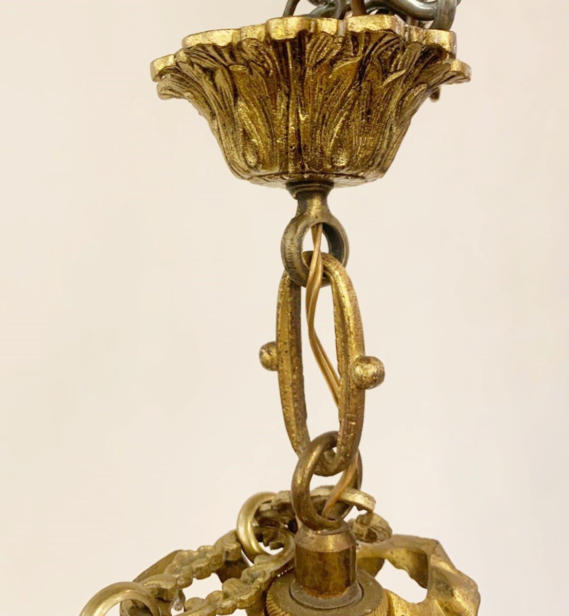 Louis XVI Style Gilt Bronze Basket Chandelier-photo-6