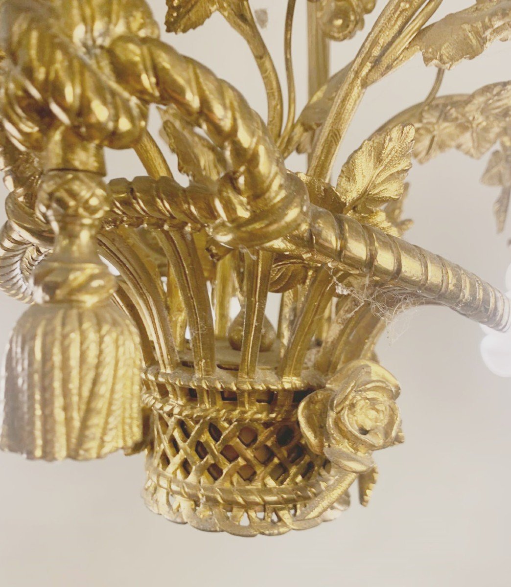 Louis XVI Style Gilt Bronze Basket Chandelier-photo-7