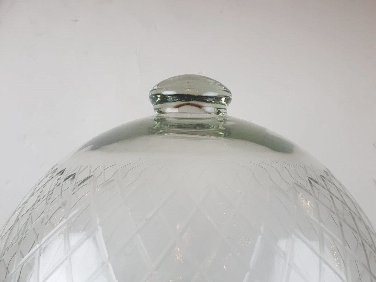 Large Etched Glass Table Bell, 20th-photo-3