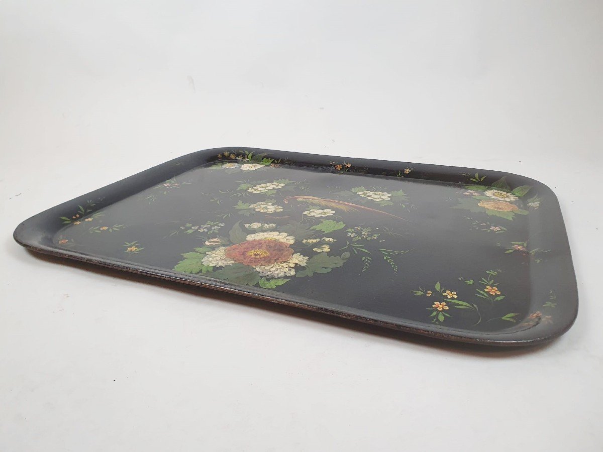 Napoleon III Period Painted Sheet Metal Tray-photo-2