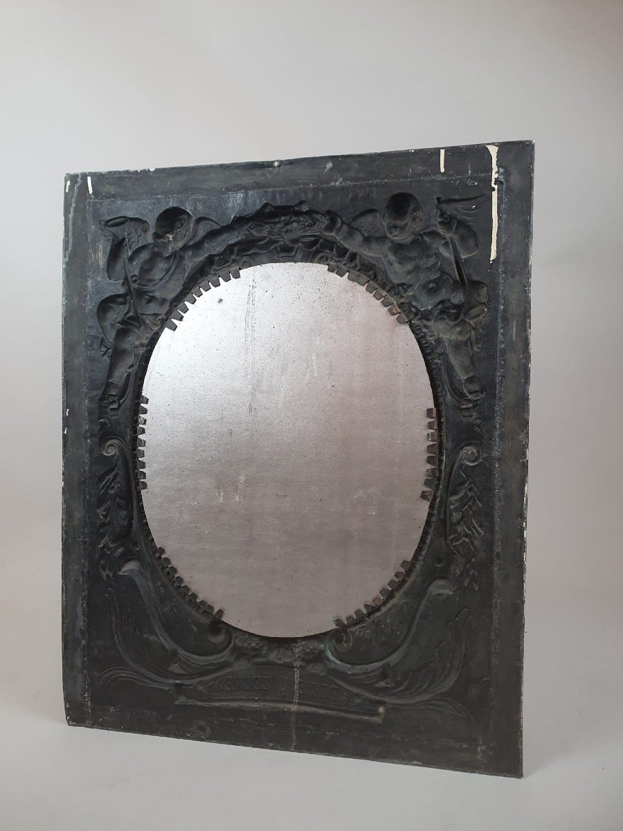 Repoussé Copper Mirror, 19th-photo-2