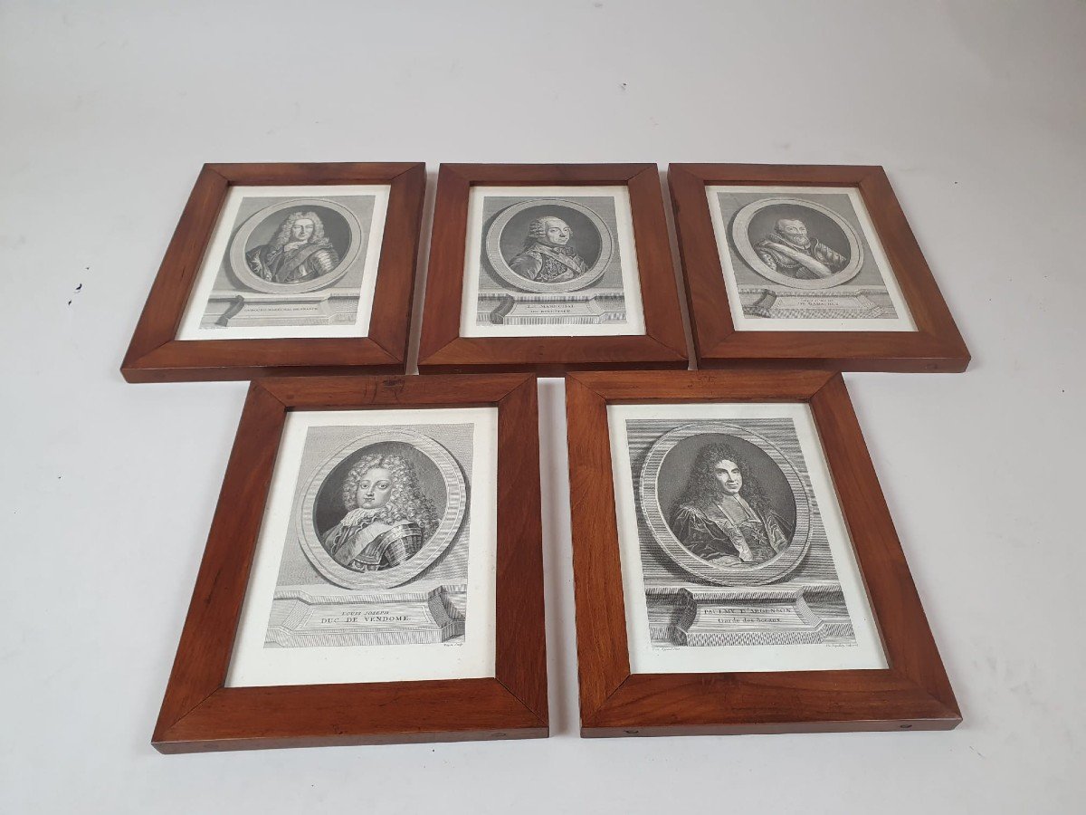 Set Of 5 Engravings Representing Historical Figures, 18th-photo-2