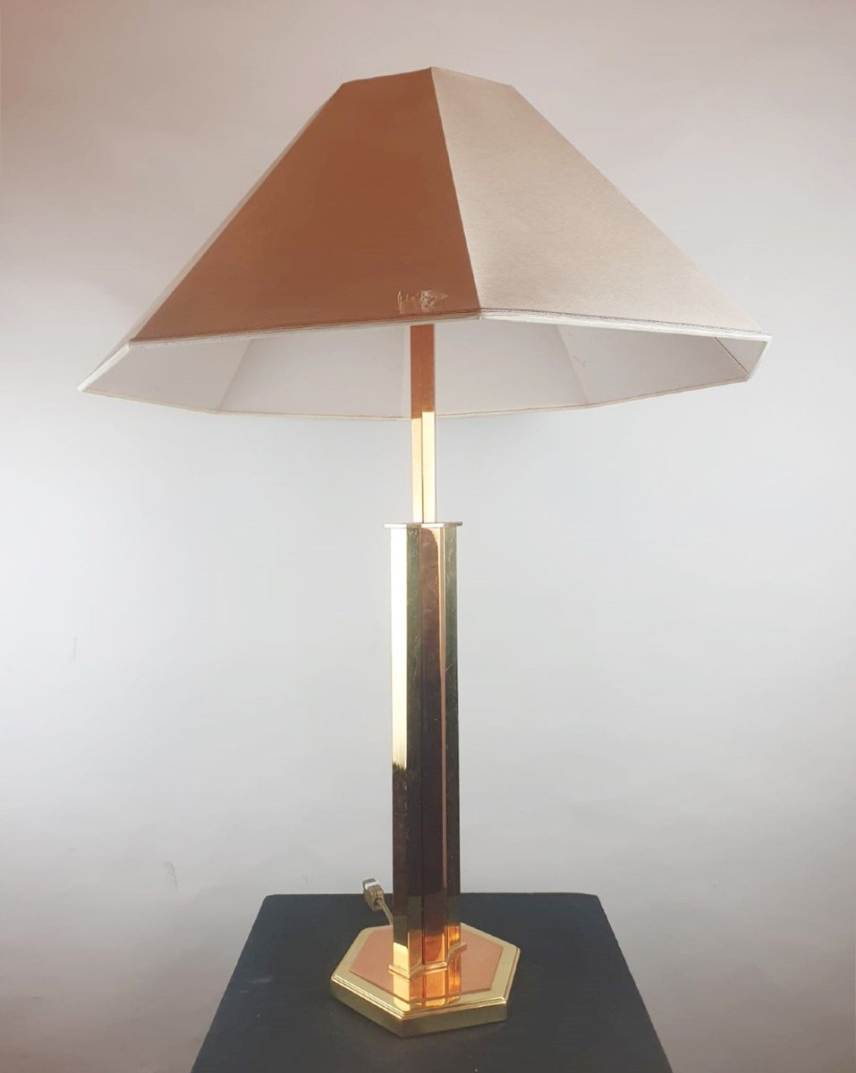 Lampe En Laiton Et Cuivre, Vers 1970-photo-2