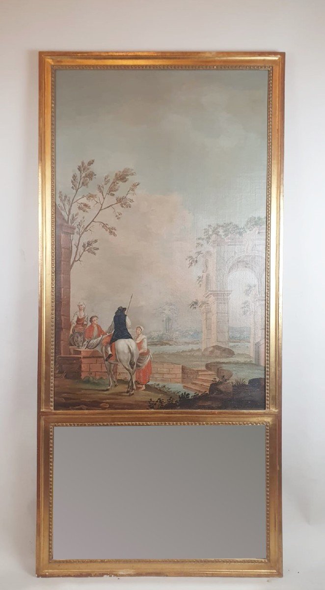 Trumeau De Style Louis XVI En Bois Doré, Fin 19th