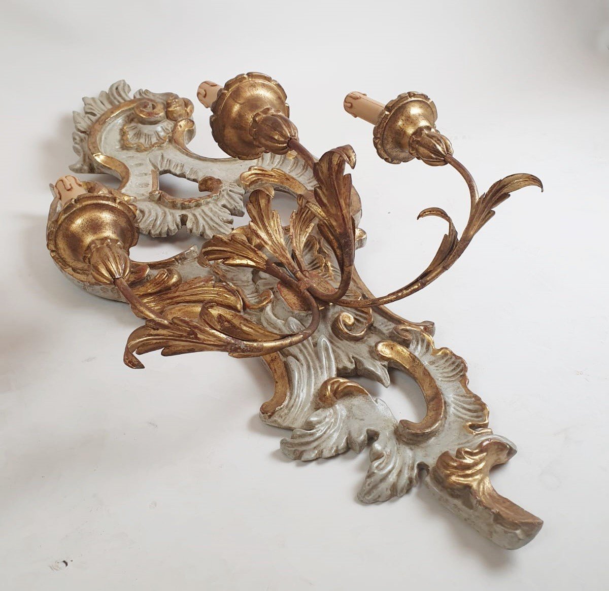 Pair Of Louis XV Style Wall Lights, Italy Early 20th Century-photo-4