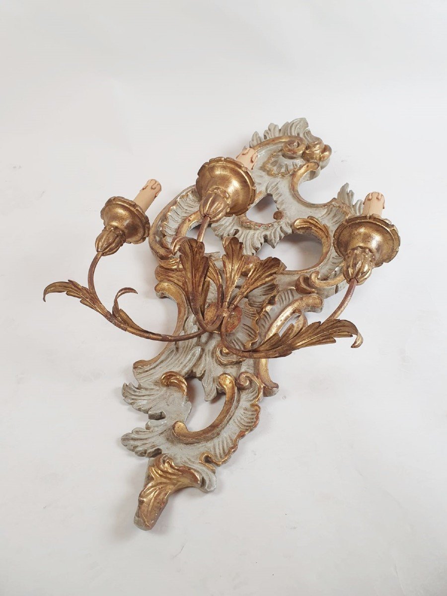 Pair Of Louis XV Style Wall Lights, Italy Early 20th Century-photo-1