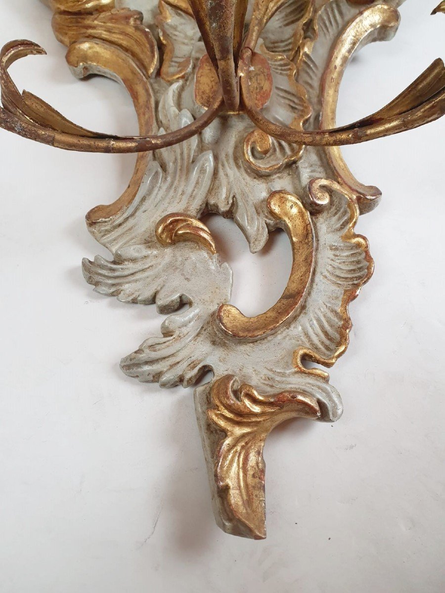 Pair Of Louis XV Style Wall Lights, Italy Early 20th Century-photo-4