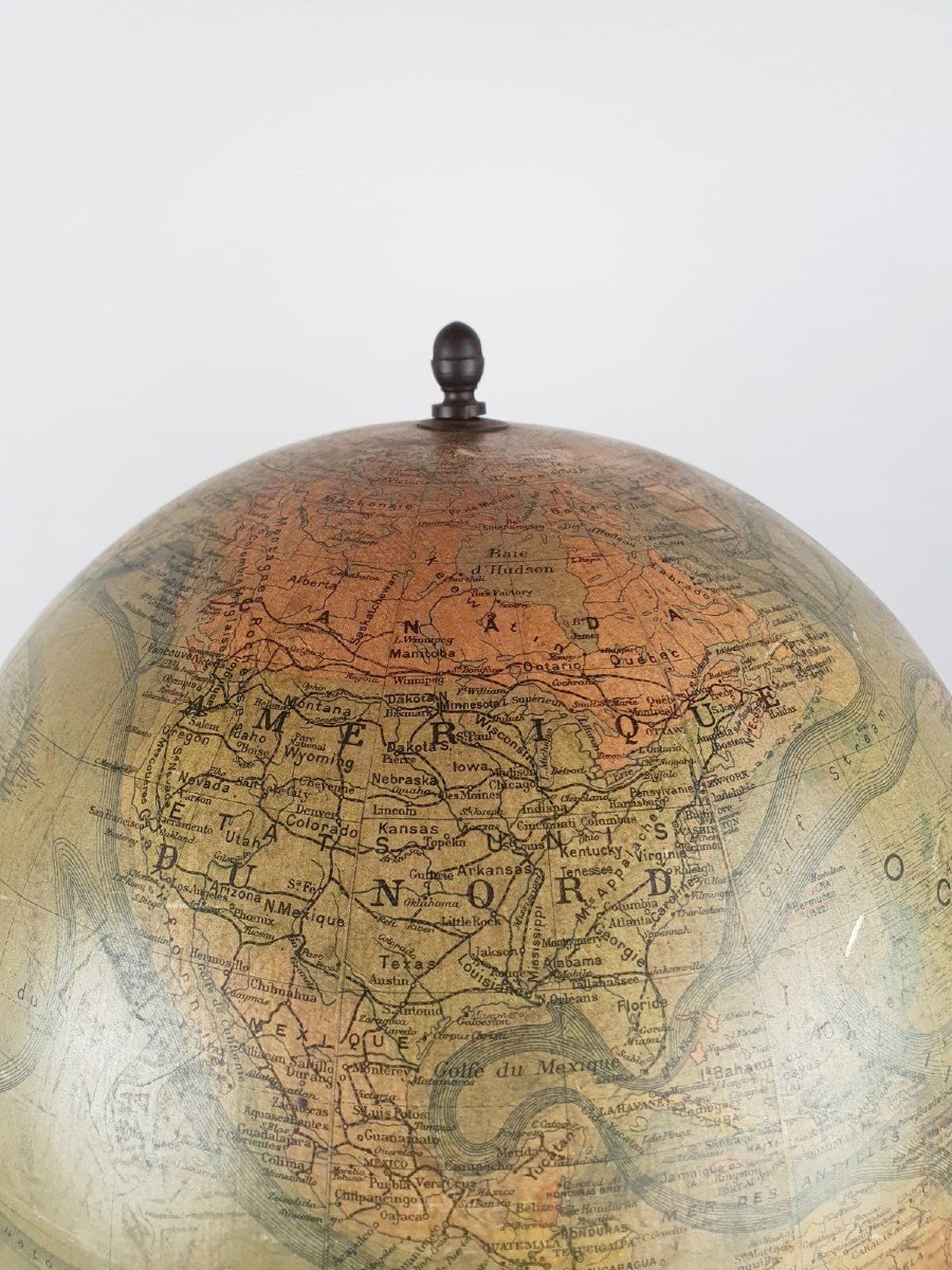 Early 20th Century Terrestrial Globe, Cast Iron Base-photo-3