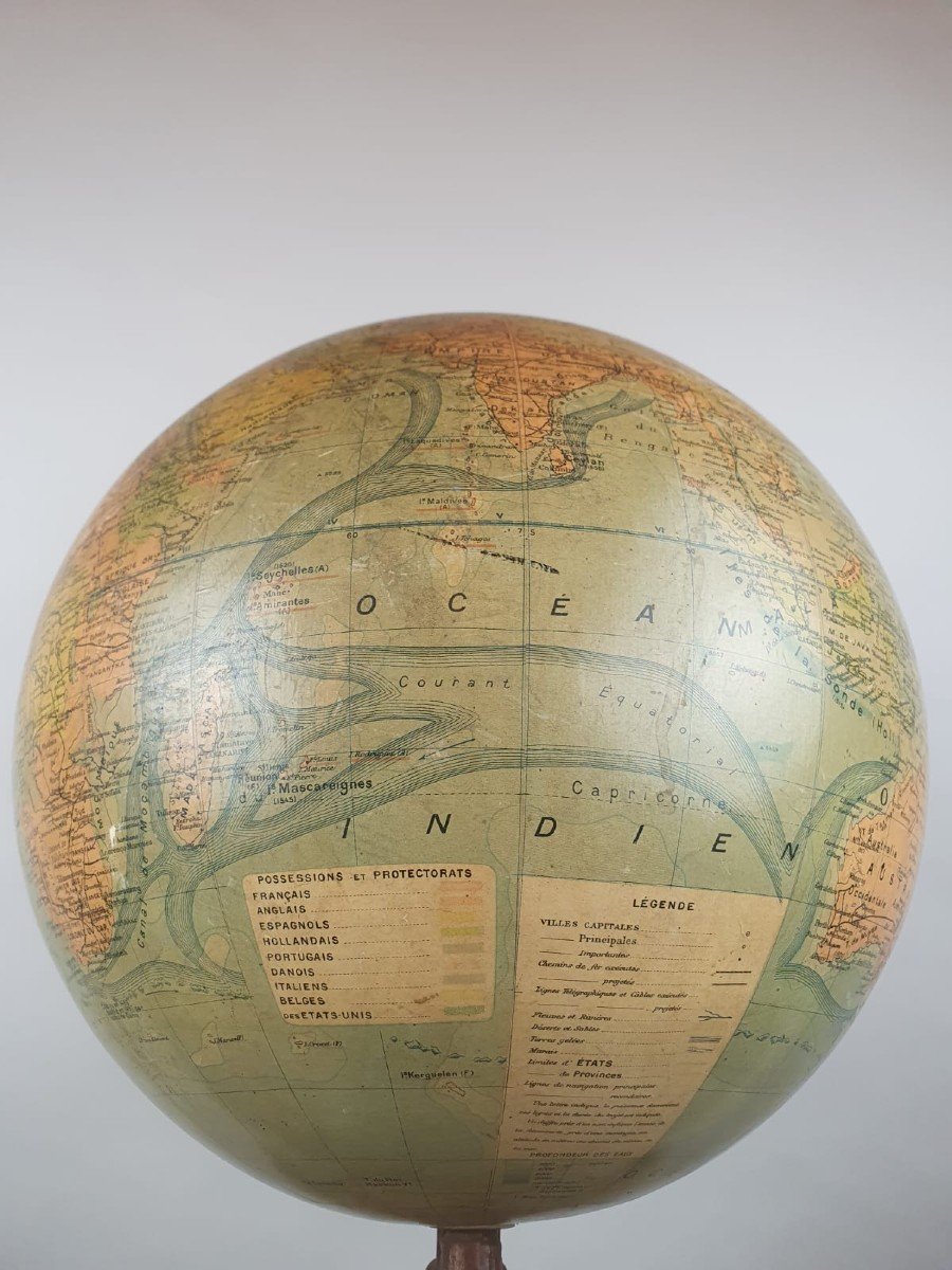 Early 20th Century Terrestrial Globe, Cast Iron Base-photo-2