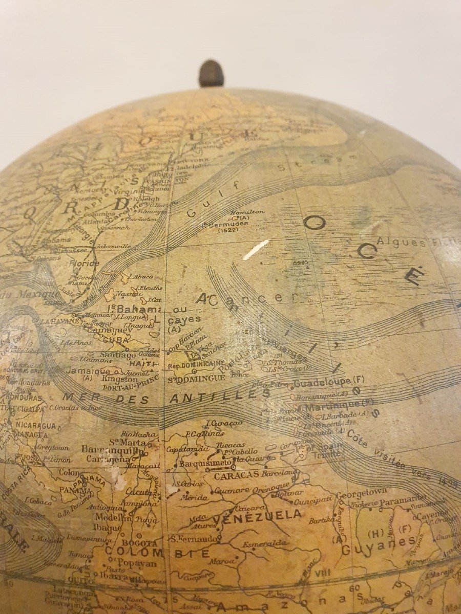 Early 20th Century Terrestrial Globe, Cast Iron Base-photo-4