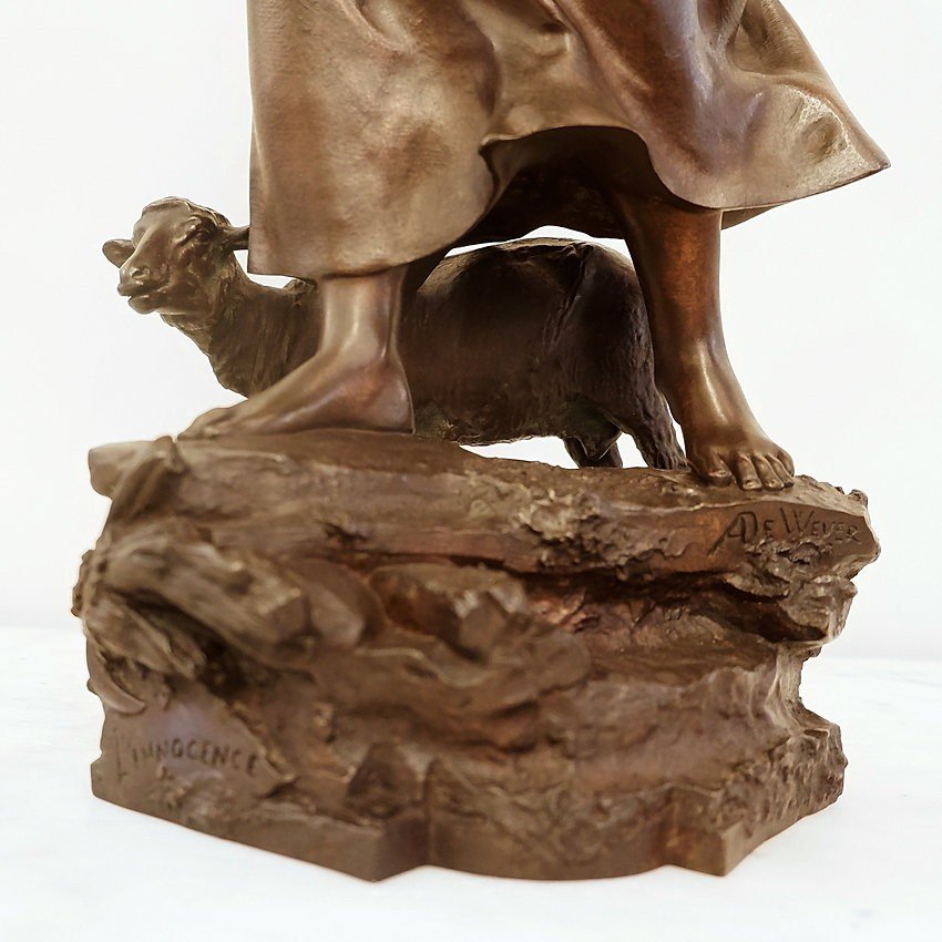 Auguste De Wever (1836-1910), Bronze "innocence" 19thc.-photo-7